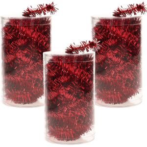 3x stuks folie tinsel slingers/guirlandes rood 20 meter kerstslingers extra lang - Kerstversiering - Kerstboomversiering