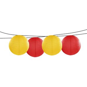 Feest/tuin versiering 4x stuks luxe bol-vorm lampionnen rood en geel dia 35 cm