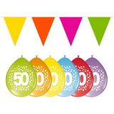 Folat - 50 jaar feestartikelen pakket - 2x vlaggetjes en 32x ballonnen