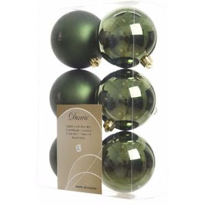 Onbreekbare kerstballen mix groen - 12 stuks - kerstversiering kerstballen 8 cm