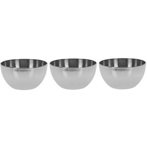 3x Salade schaaltje RVS - Serveerschalen/schalen RVS 13 cm