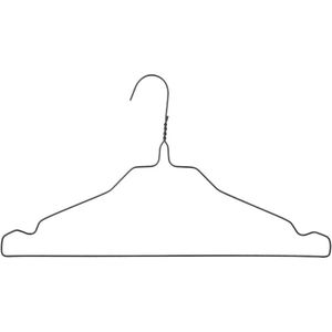 Voordeelset van 25x stuks metalen kledinghangers zwart 40 x 20 cm - Kledingkast hangers/kleerhangers