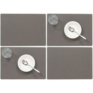 Set van 10x stuks stevige luxe Tafel placemats Plain donkergrijs 30 x 43 cm - Met anti slip laag en Teflon coating toplaag