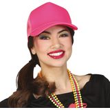 Guirca Carnaval baseballcap petje - fluor roze - verkleed accessoires - volwassenen - Eighties/disco/foute party/Glamour