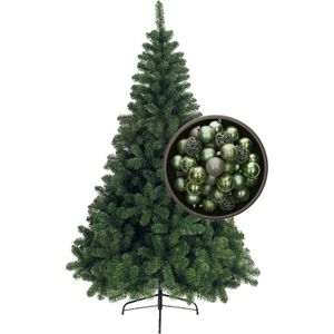 Bellatio Decorations kerstboom H240 cm - met kerstballen salie groen