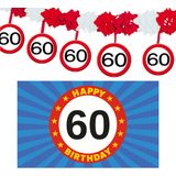 60 jaar leeftijd verjaardag slinger en vlag 150 x 90 feestartikelen versiering pakket