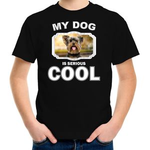 Yorkshire terrier honden t-shirt my dog is serious cool zwart - kinderen - Yorkshire terriers liefhebber cadeau shirt - kinderkleding / kleding