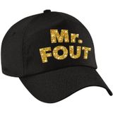 Mr. FOUT pet  / cap zwart met goud bedrukking heren -  Foute party cap