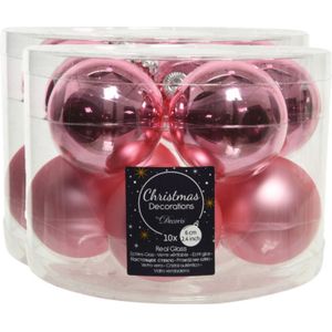 30x stuks kerstballen lippenstift roze van glas 6 cm - mat/glans - Kerstboomversiering