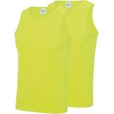 2-Pack Maat XL - Sport singlets/hemden neon geel voor heren - Hardloopshirts/sportshirts - Sporten/hardlopen/fitness/bodybuilding - Sportkleding top neon geel voor mannen