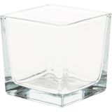6x Glazen theelichten/waxinelichten kaarsenhouders vierkant transparant 8 x 8 cm - Woonaccessoires - Theelicht/waxinelicht kaarshouders