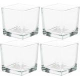 6x Glazen theelichten/waxinelichten kaarsenhouders vierkant transparant 8 x 8 cm - Woonaccessoires - Theelicht/waxinelicht kaarshouders