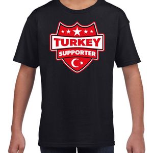 Turkey supporter schild t-shirt zwart voor kinderen - Turkije landen shirt / kleding - EK / WK / Olympische spelen outfit