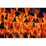 Ek oranje straat/ huis versiering pakket met oa 1x Holland banner 370x60 en 200m oranje vlaggenlijnen - Oranje versiering buiten