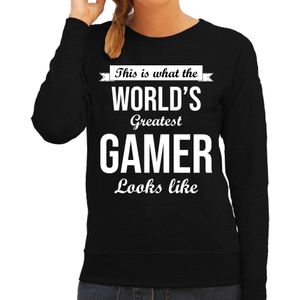 Worlds greatest gamer cadeau sweater zwart voor dames - verjaardag kado trui voor een computer / gamer