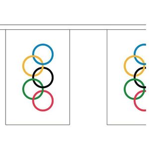 2x Olympische vlaggenlijnen 9 meter - Olympische Spelen decoratie/versiering