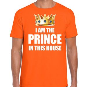 Koningsdag t-shirt Im the prince in this house oranje voor heren - Woningsdag - thuisblijvers / Kingsday thuis vieren