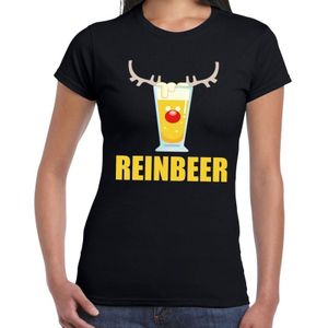 Foute Kerst t-shirt Reinbeer zwart voor dames