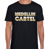 Drugscartel Medellin Cartel t-shirt voor heren - zwart met goud - drugskartel maffia / gangster verkleedshirt / outfit