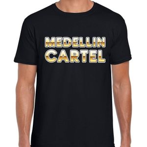 Drugscartel Medellin Cartel t-shirt voor heren - zwart met goud - drugskartel maffia / gangster verkleedshirt / outfit