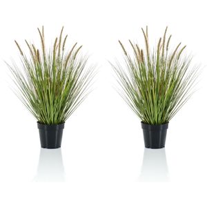 Set van 2x stuks kunstplanten groen gras sprieten 71 cm - Grasplanten/kunstplanten voor binnen gebruik