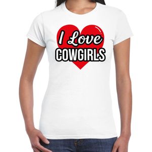 I love Cowgirls verkleed t-shirt wit - dames - Western/ Wilde westen thema verkleed outfit / kleding