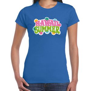 Hawaii summer t-shirt blauw voor dames - Zomer kleding