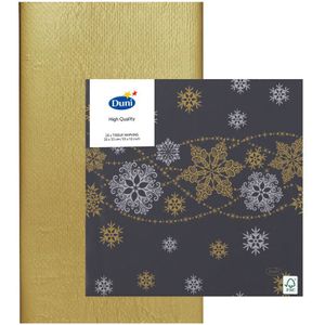 Papieren tafelkleed/tafellaken goud inclusief sneeuwvlok servetten - Kerstdiner tafel