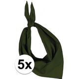 5x Zakdoek bandana olijf groen - hoofddoekjes