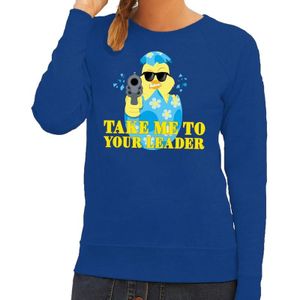 Fout Paas sweater blauw take me to your leader voor dames - Pasen trui