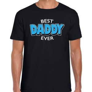 Best daddy ever / beste vader ooit cadeau t-shirt - zwart met blauwe en witte letters - voor heren - vaderdag / verjaardag kado shirt