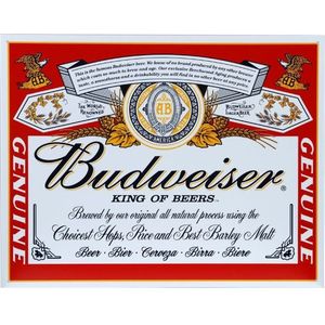 Metalen wandplaat Budweiser