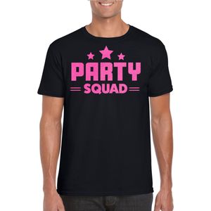 Bellatio Decorations Verkleed T-shirt voor heren - party squad - zwart - roze glitter - carnaval