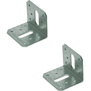 4x Hoekankers / stoelhoeken staal verzinkt - 5 x 5 cm - slobgat 30 x 9 / 30 x 12 mm - hoekijzers voor balkverbinding / houtverbinding - hoekverbinders / versterkingshoeken