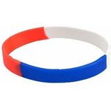 10x Siliconen armbandjes rood wit blauw