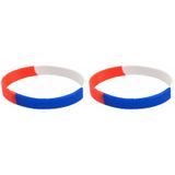 10x Siliconen armbandjes rood wit blauw