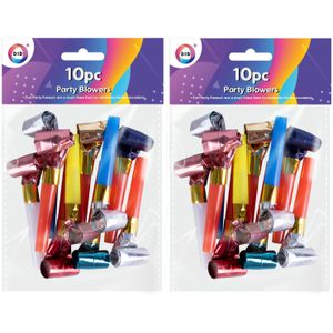 30x Metallic kleurenmix roltongen party toeters - uitblazers - mini toetertjes
