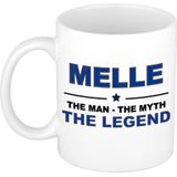 Naam cadeau Melle - The man, The myth the legend koffie mok / beker 300 ml - naam/namen mokken - Cadeau voor o.a  verjaardag/ vaderdag/ pensioen/ geslaagd/ bedankt