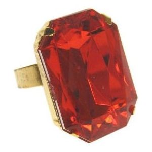Goudkleurige Pimp ring met rode steen - Gangster - Pooier- Bling