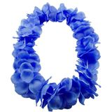 Set van 12x stuks hawaii kransen bloemen slingers neon blauw - Verkleed accessoires