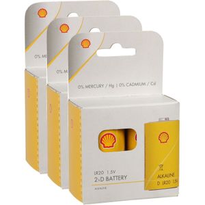 Shell Batterijen - type LR20 - 6x stuks - Alkaline - Longlife