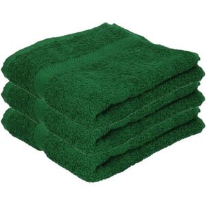 3x Luxe handdoeken donkergroen 50 x 90 cm 550 grams - Badkamer textiel badhanddoeken