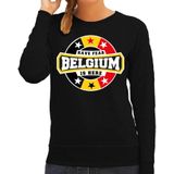 Have fear Belgium is here sweater met sterren embleem in de kleuren van de Belgische vlag - zwart - dames - Belgie supporter / Belgisch elftal fan trui / EK / WK / kleding