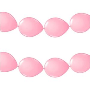 2x stuks feestversiering - Ballonnen slinger lichtroze 3 meter - roze versiering/feestartikelen