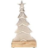 Kerstboom decoratie aluminium 24 cm - Kerst versiering/decoratie - Kerstboom beeldje zilver