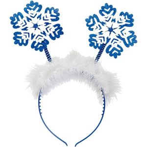 Kerst diadeem/tiara blauw met sneeuwvlokken - Dames en meisjes - Kerst verkleed accessoires