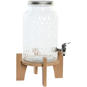 Items Drank dispenser Beverages Tap - 5.8 Liter - glas/hout - op verhoger element - tapkraan/deksel