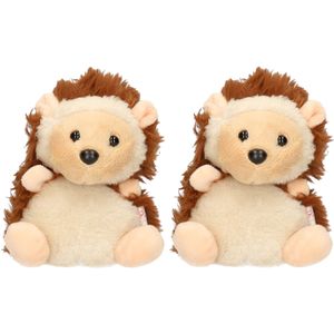 Set van 2x stuks pluche knuffel egels van 14 cm - Dieren knuffelbeesten voor kinderen