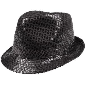 Boland Trilby hoed met pailletten - zwart - glitter - Toppers