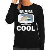 Dieren ijsberen sweater zwart dames - bears are serious cool trui - cadeau sweater ijsbeer/ ijsberen liefhebber